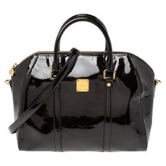 MCM Black Patent Leather Satchel