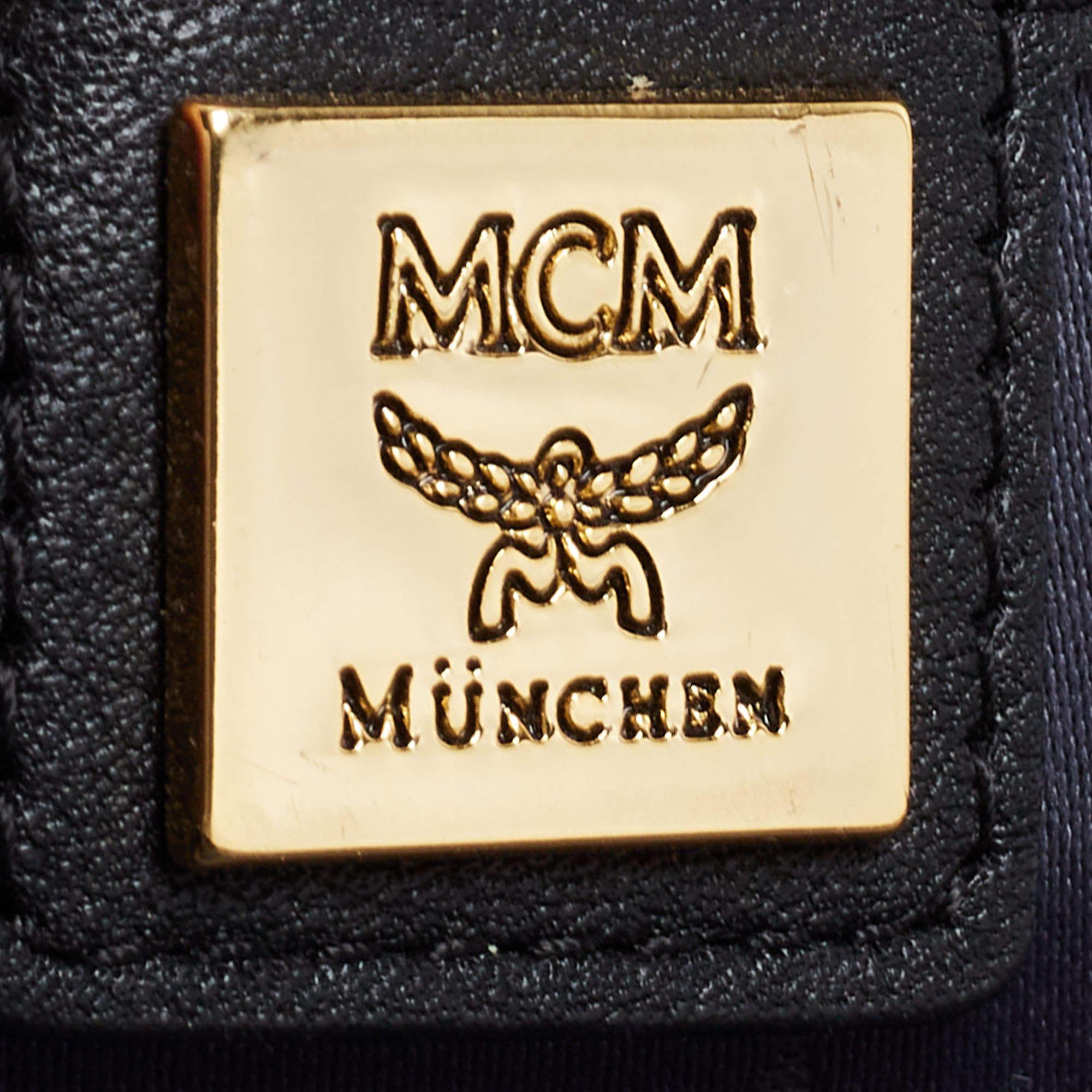 MCM Black/Pink Visetos Leather Large Studded Stark Backpack 1