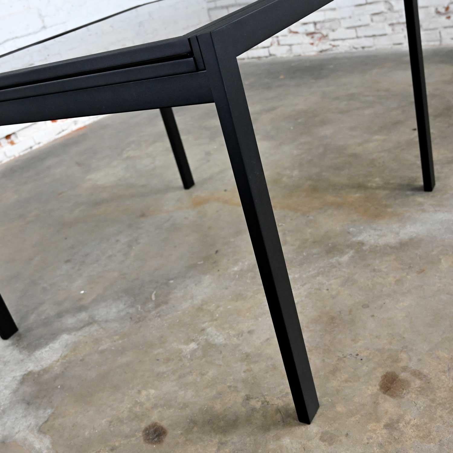 MCM Black Powder Coated Metal Smoked Glass Square Expanding Table Attr DIA For Sale 8