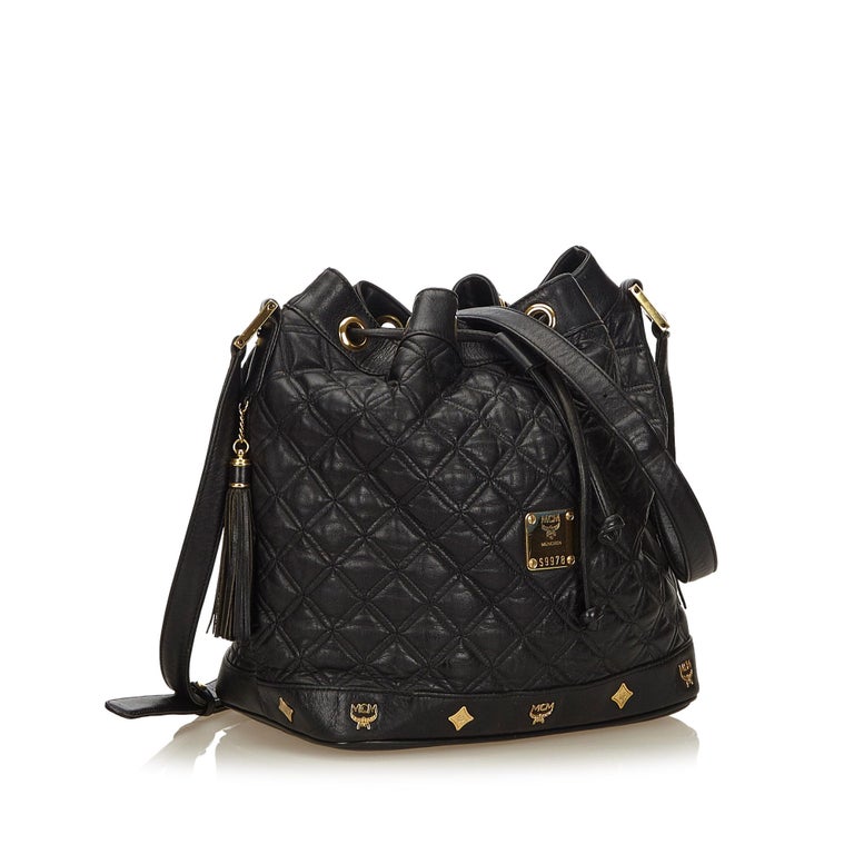 MCM Black Quilted Leather Bucket Bag at 1stdibs