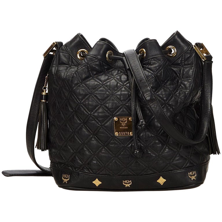 MCM Black Quilted Leather Bucket Bag at 1stdibs