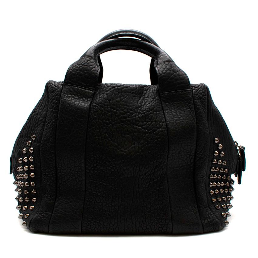 black with studs medium top zip handle bag