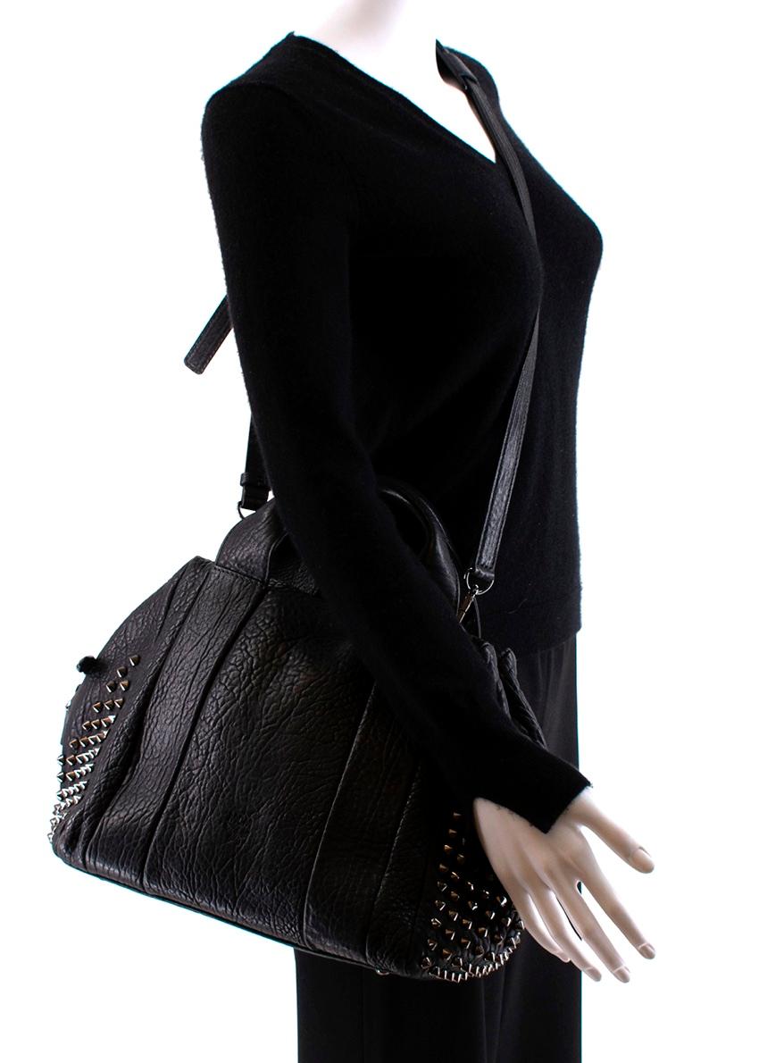Women's or Men's MCM Black Textured Leather Studded Top Handle Bag  