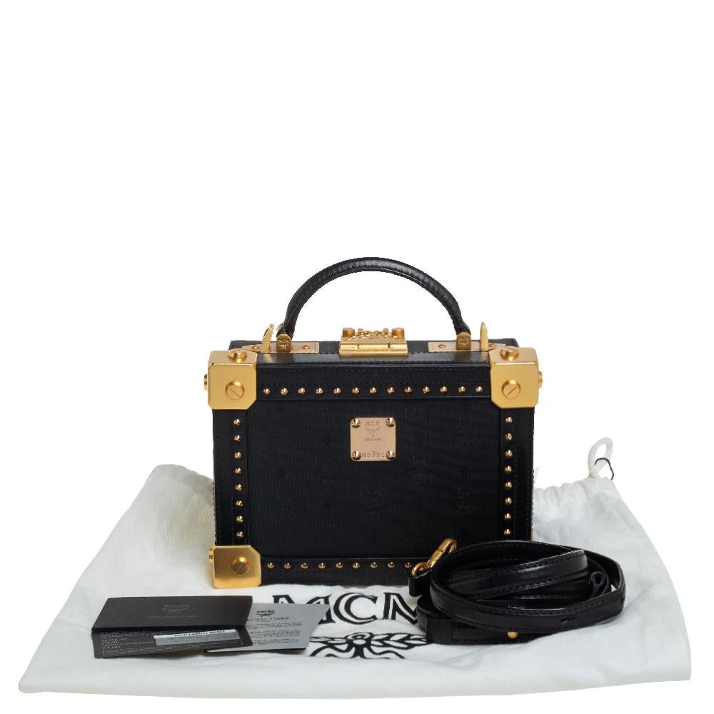 MCM Black Visetos Coated Canvas and Leather Berlin Box Bag 4