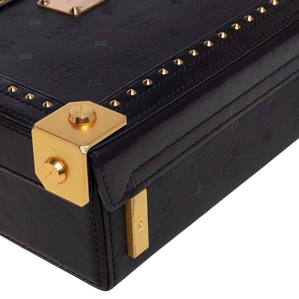 MCM Black Visetos Coated Canvas and Leather Berlin Box Bag 1