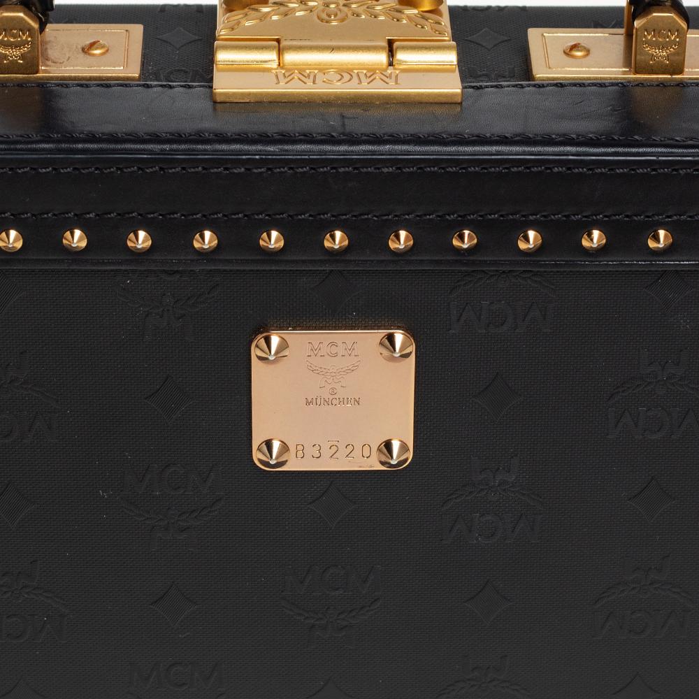 MCM Black Visetos Coated Canvas and Leather Berlin Box Bag 2