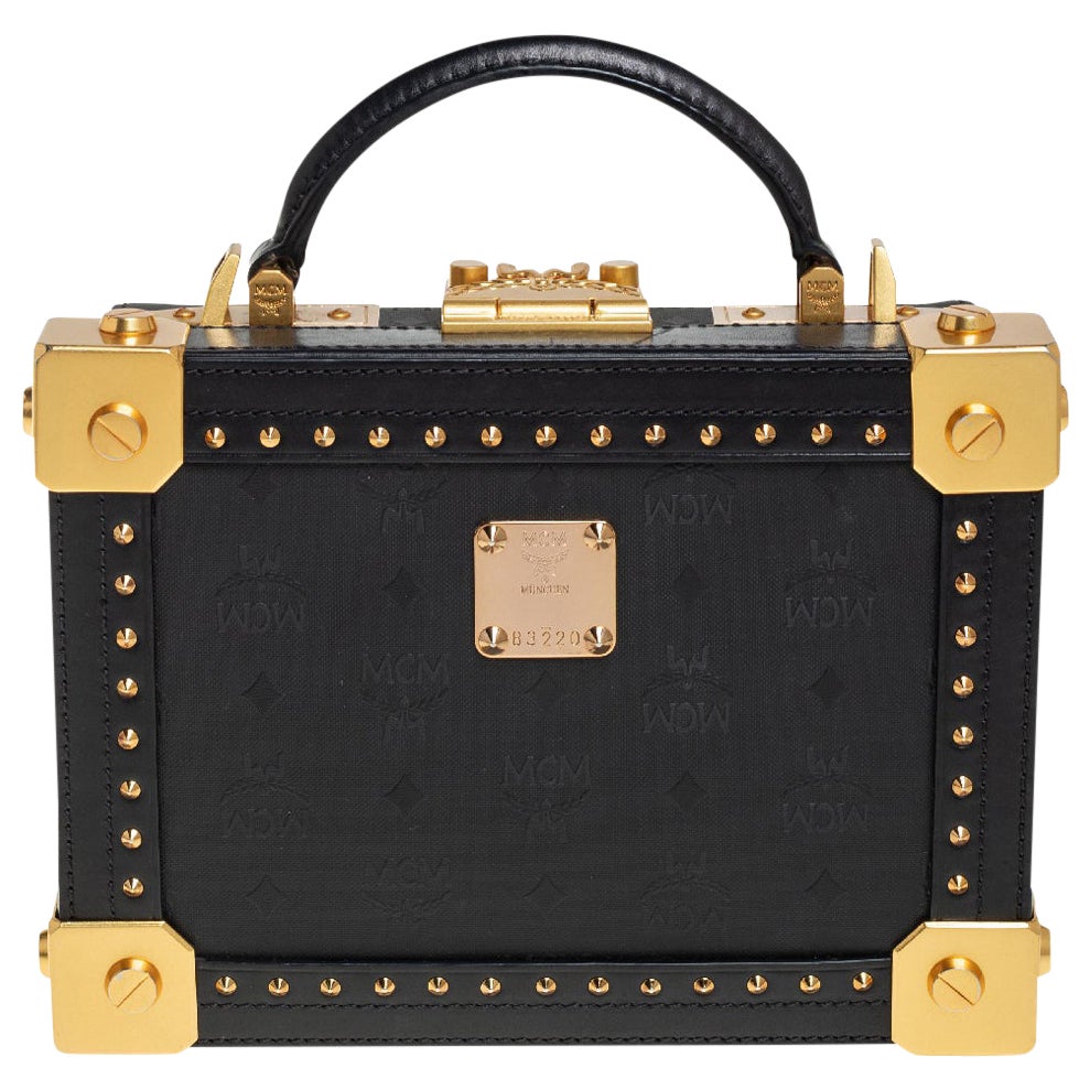 MCM Black Visetos Coated Canvas and Leather Berlin Box Bag