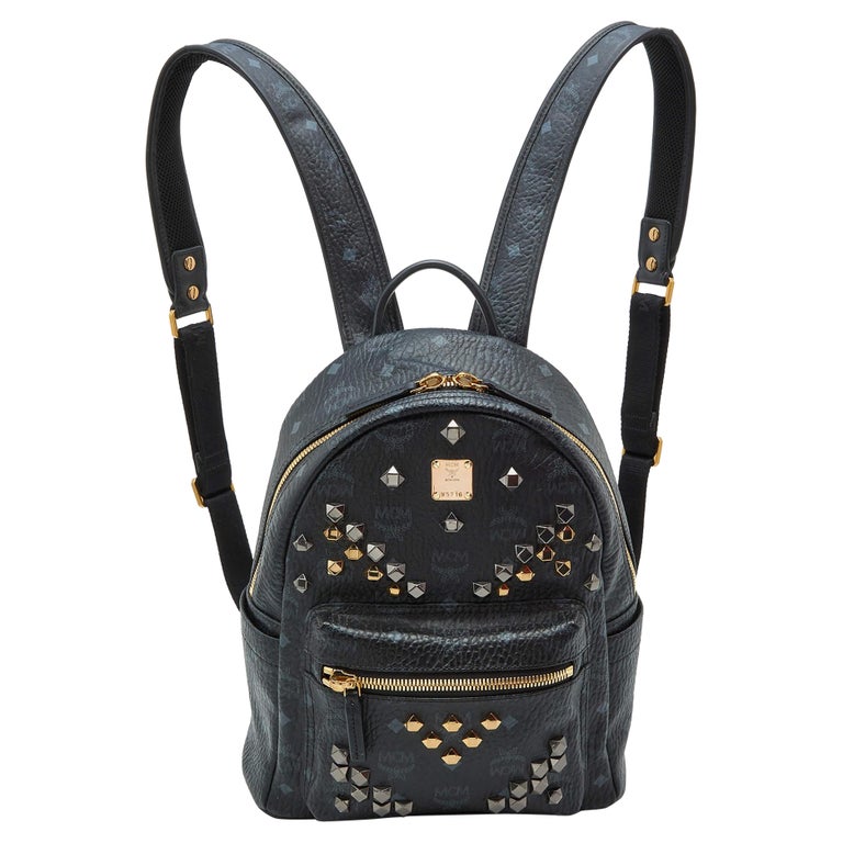 MCM Black Visetos Coated Canvas and Leather Small Studs  display picture 1