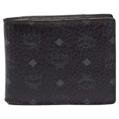 MCM Schwarzes Visetos beschichtetes Segeltuch Bifold Compact Wallet