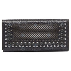 MCM Black Visetos Coated Canvas Embellished Continental Wallet