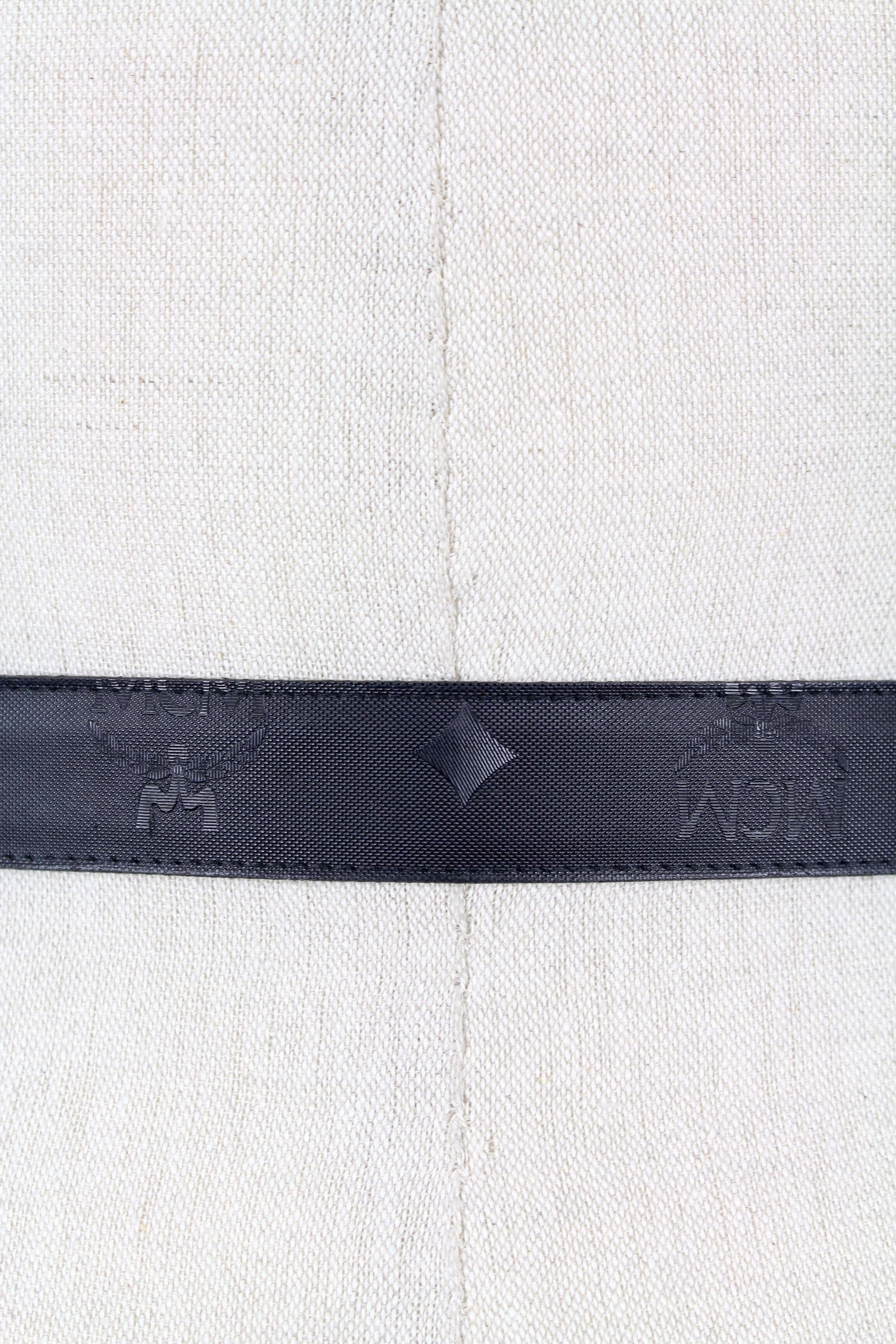 MCM Black Visetos Monogram Belt With Gold-Plated Logo Laurel Buckle Size S In Excellent Condition For Sale In Munich, DE