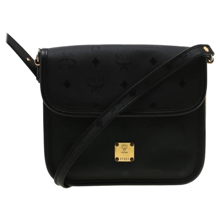 MCM Black Visetos Nylon and Leather Crossbody Bag For Sale at 1stDibs