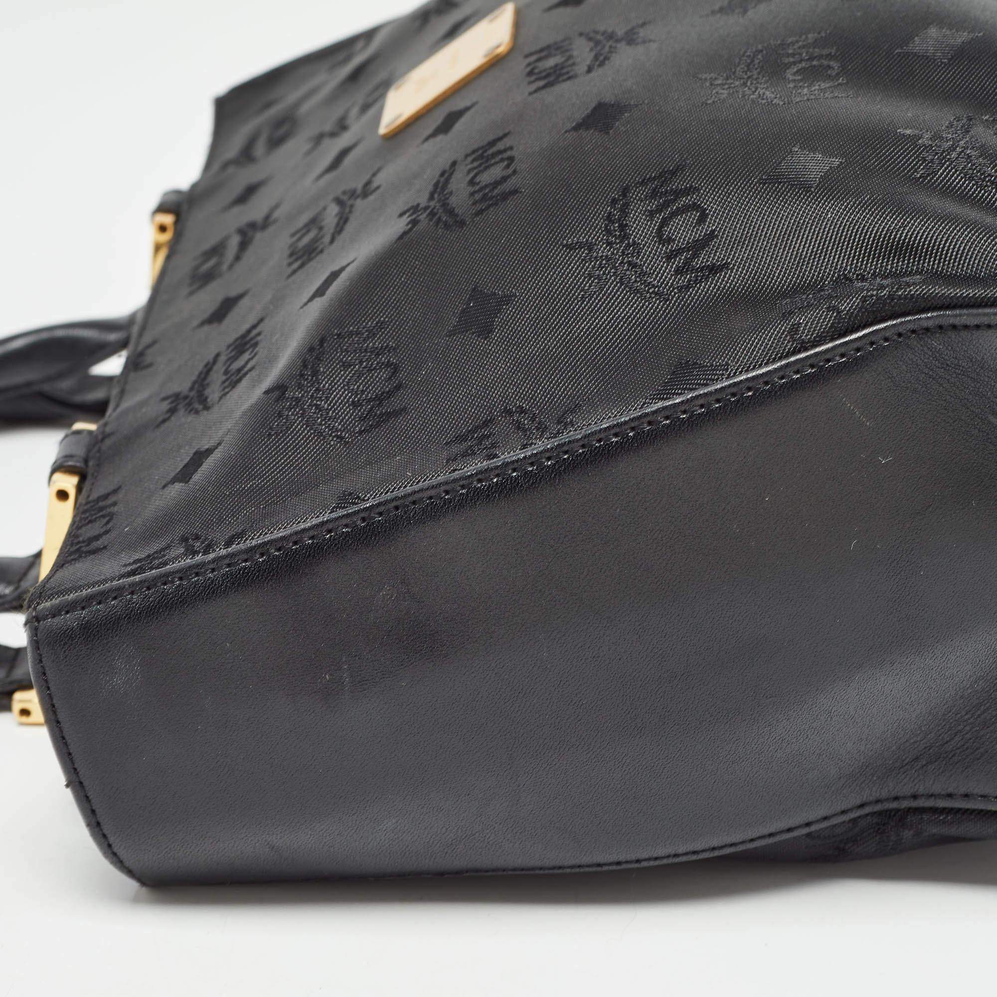 MCM Black Visetos Nylon and Leather Tote 3