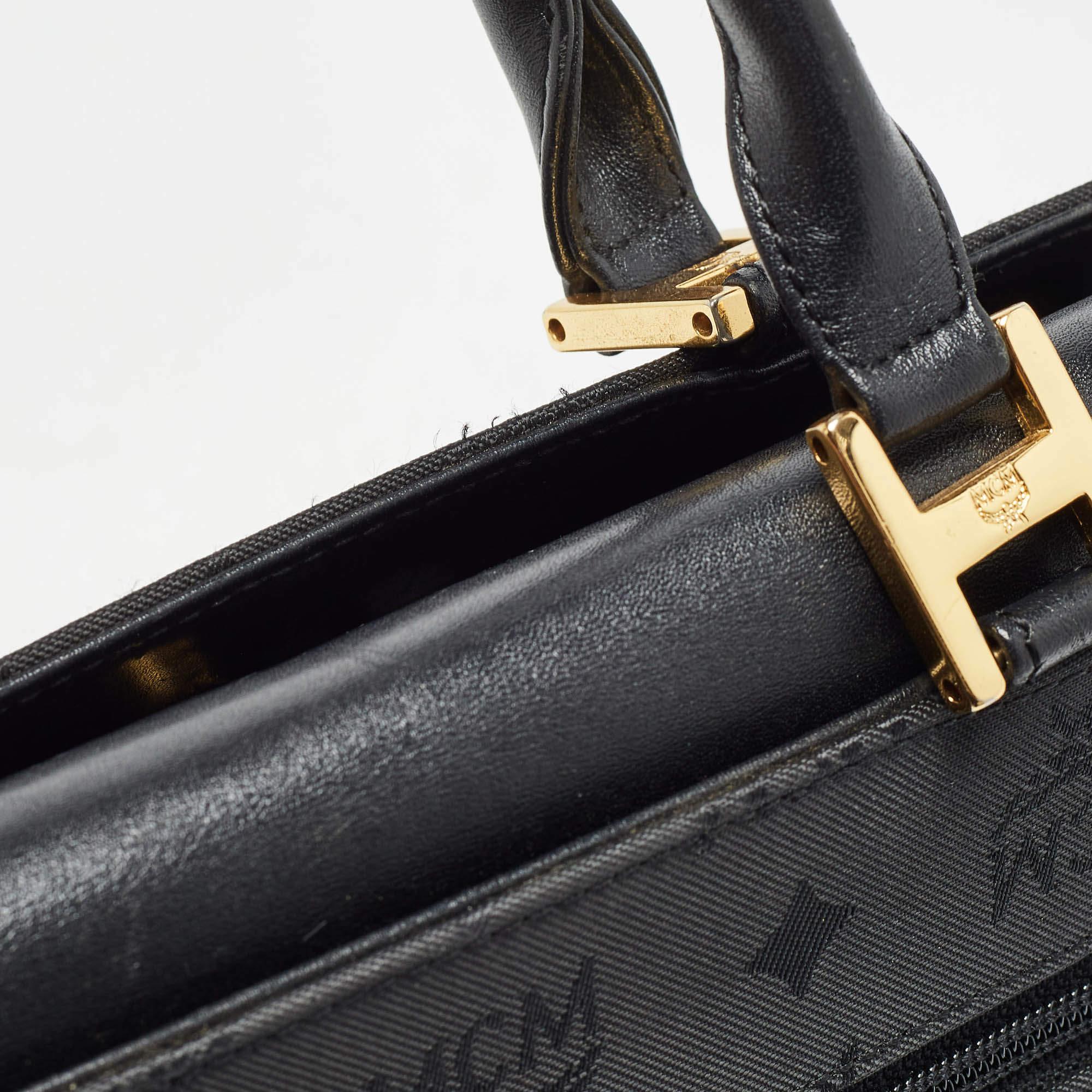 MCM Black Visetos Nylon and Leather Tote 4