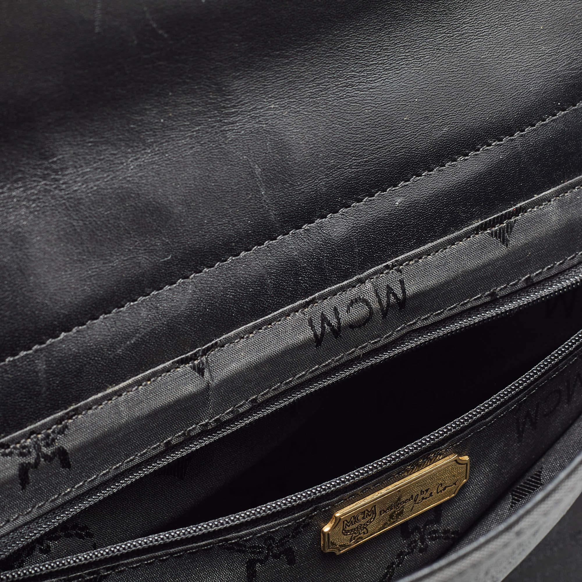 MCM Black Visetos Nylon and Leather Tote 5