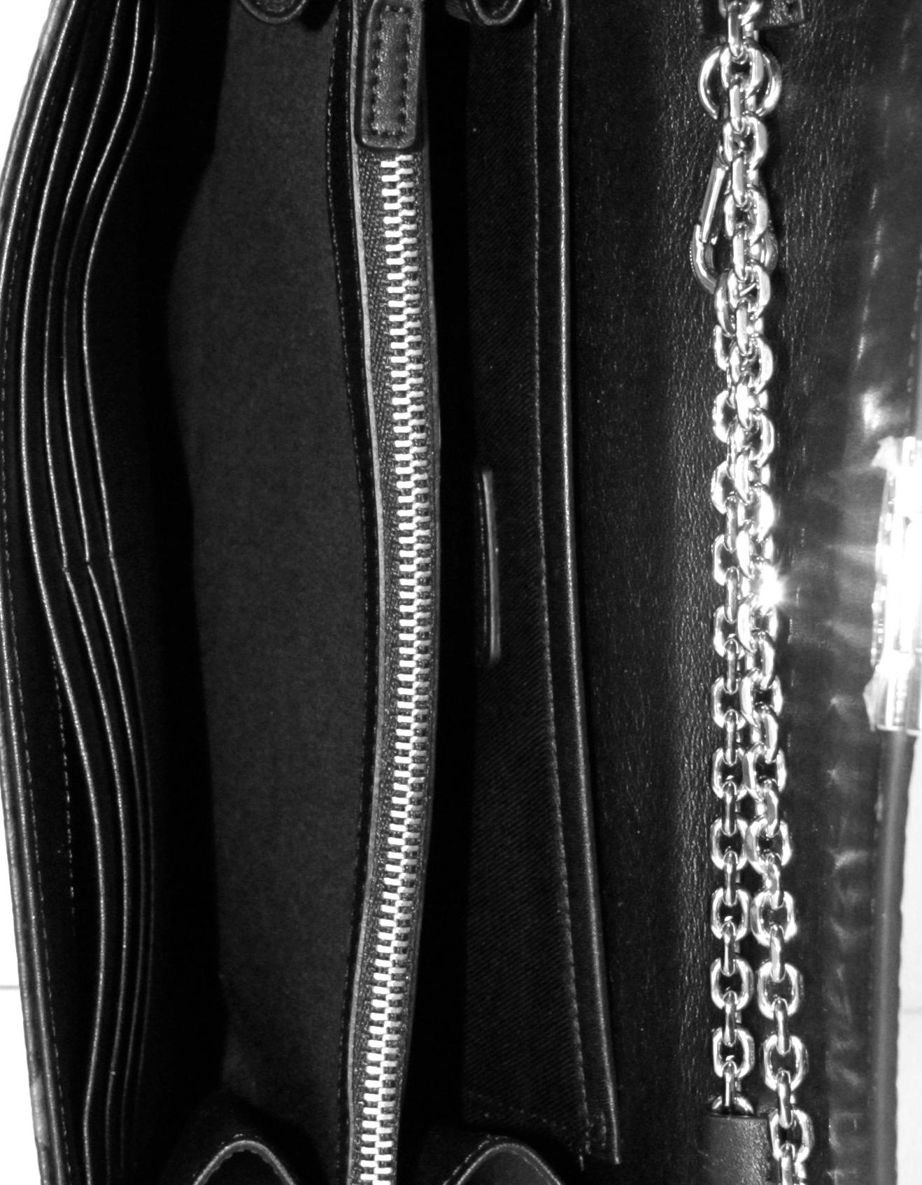 Women's MCM Black Visetos Patricia Wallet On Chain Crossbody Bag