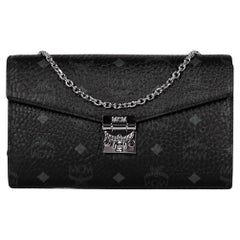MCM Black Visetos Patricia Wallet On Chain Crossbody Bag