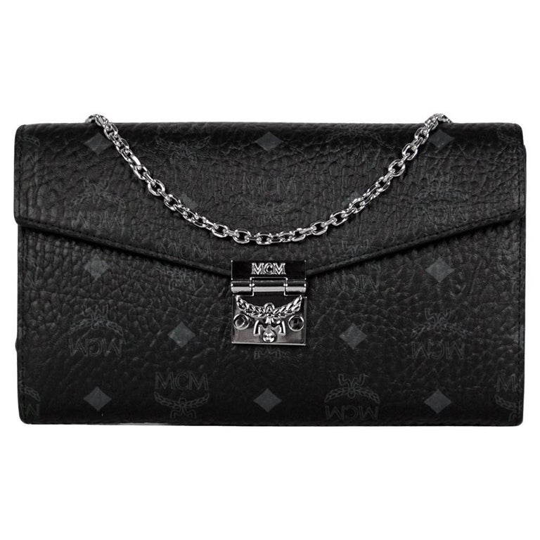 Authentic MCM Millie Visetos Black Pouch Clutch Bag Wallet On The