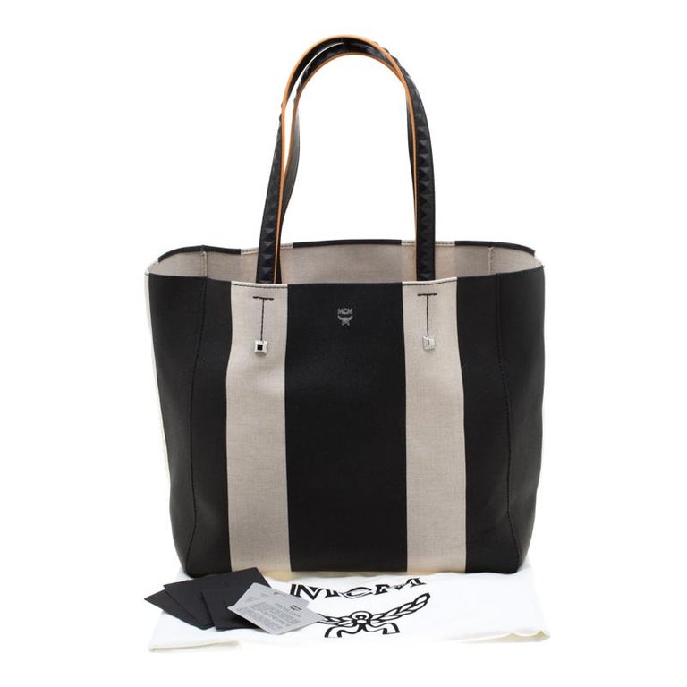 mcm black and white purse