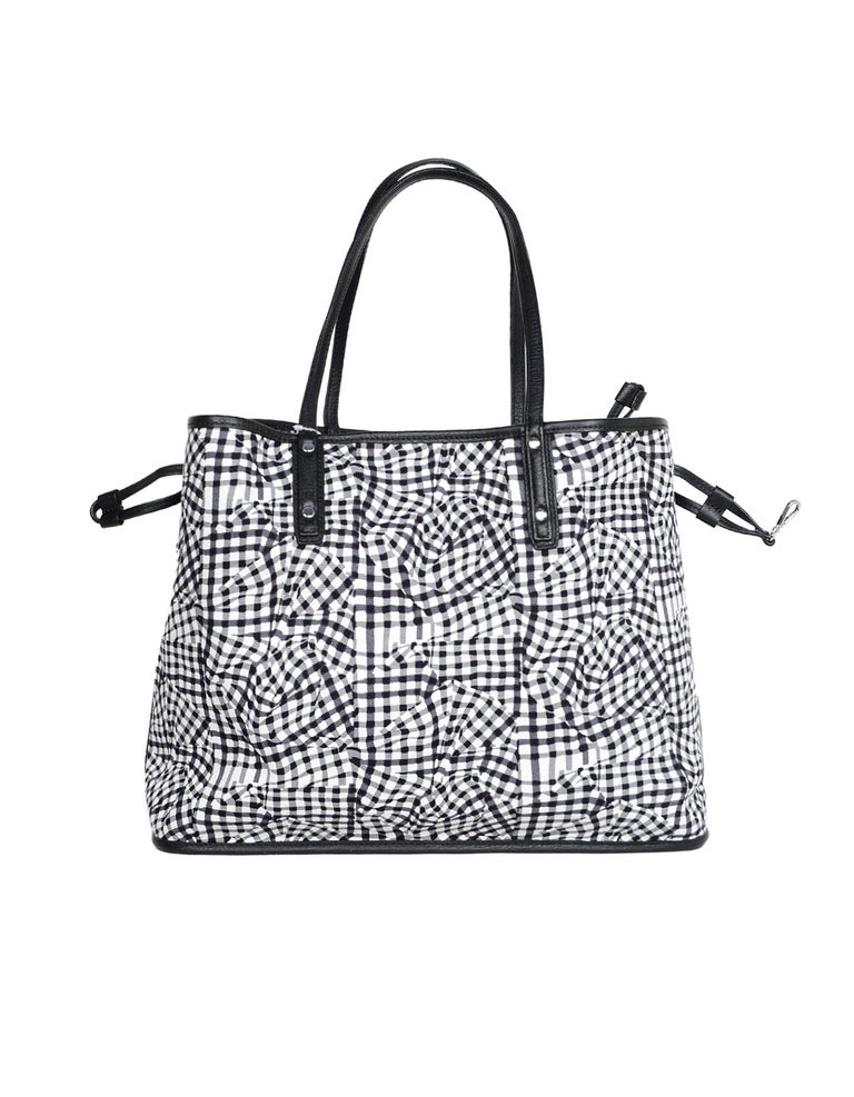 mcm black and white purse