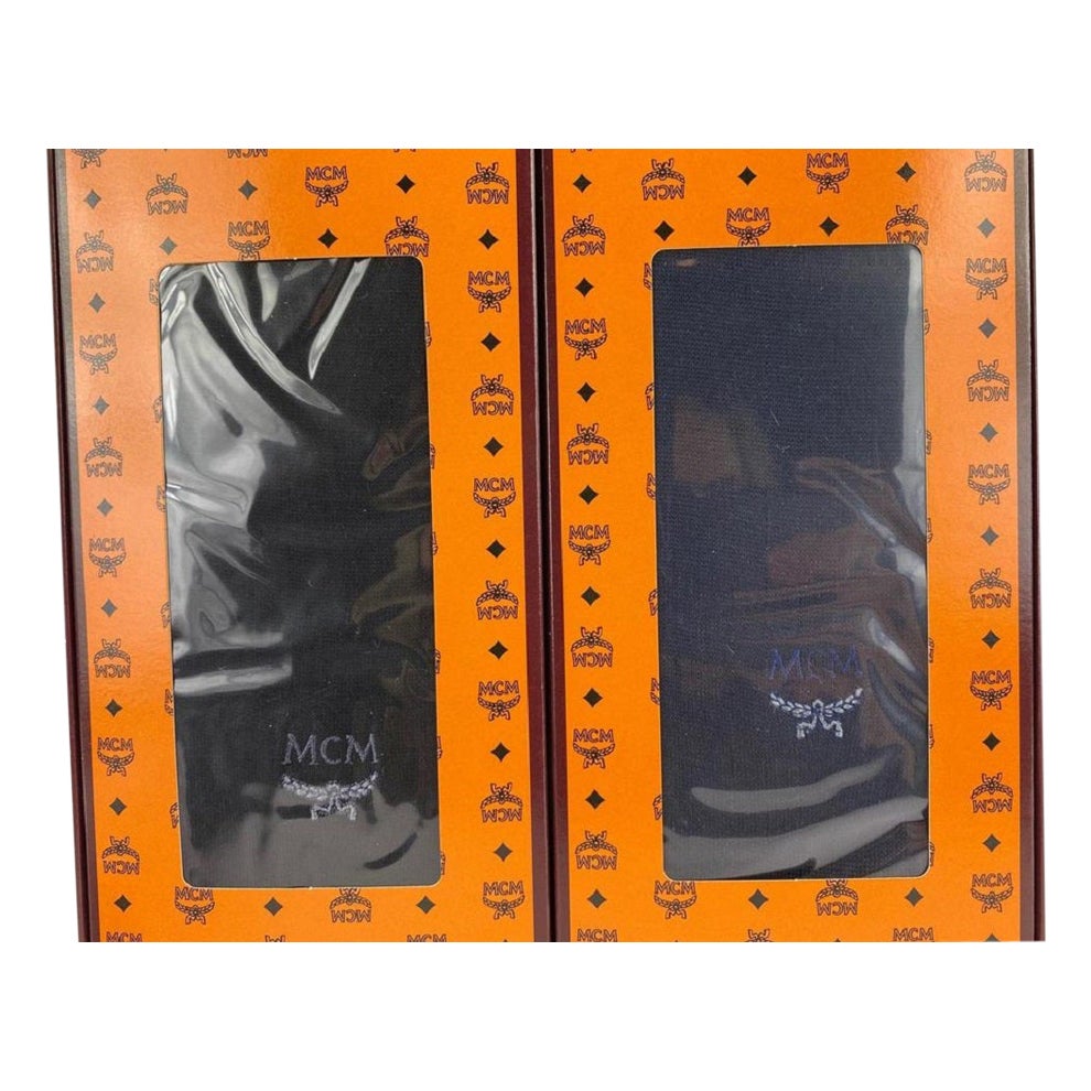 MCM Black x Navy Rare Vintage MCM Logo Socks 9m520