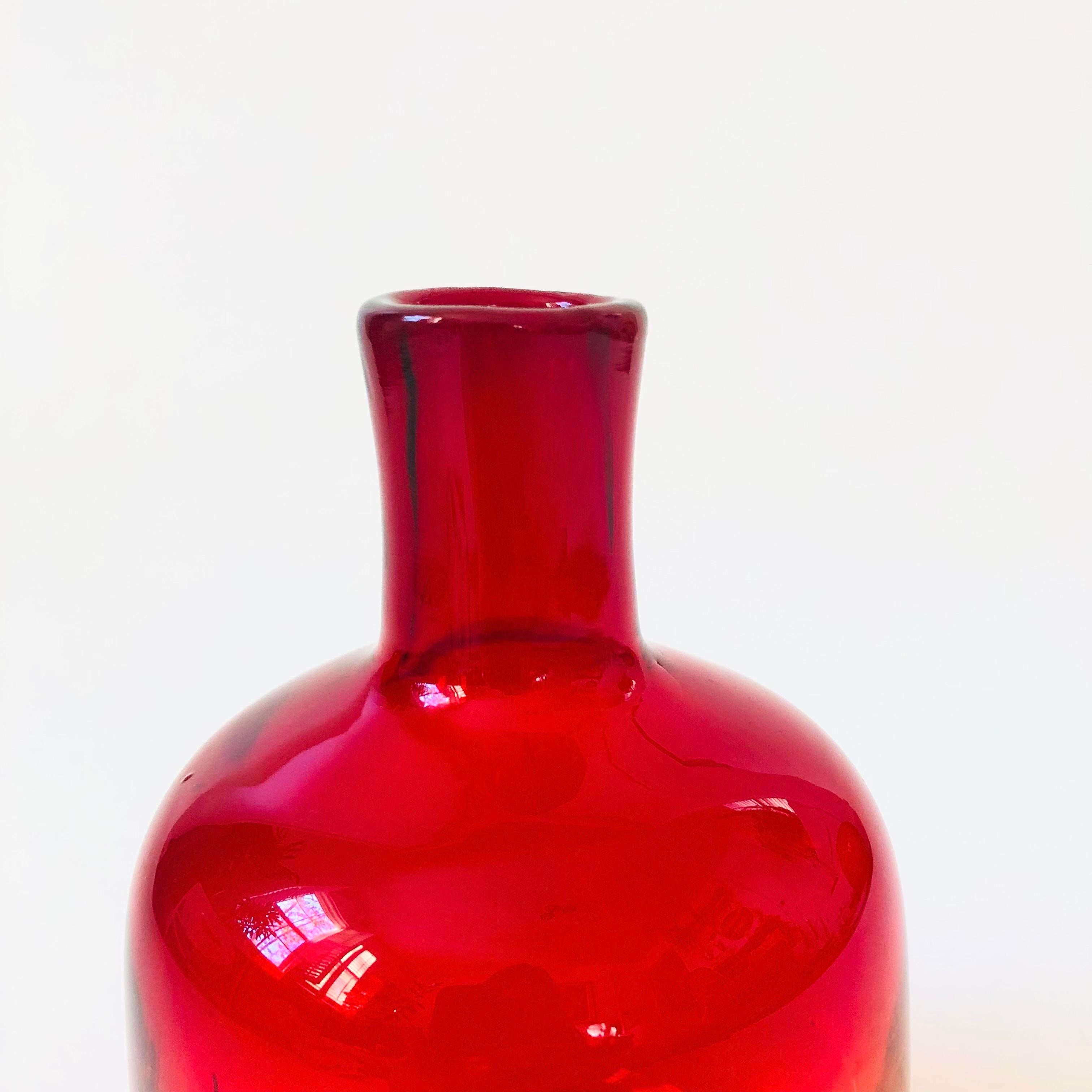 Mid-Century Modern MCM Blenko Tangerine Bottle Vase
