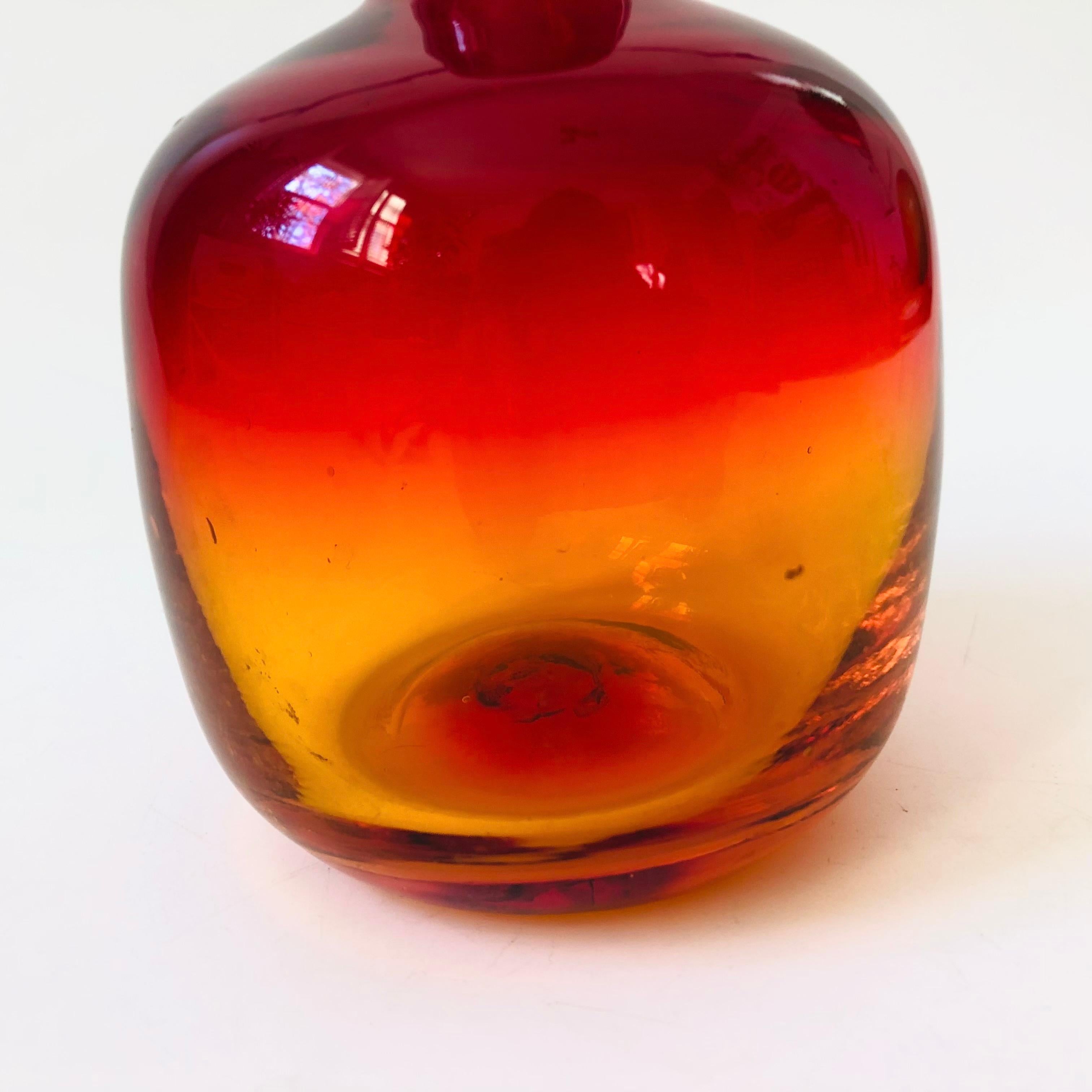 American MCM Blenko Tangerine Bottle Vase