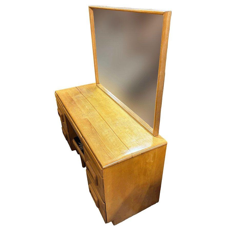 American MCM Blond Maple Vanity/ Dressing Table w/ Bench by Russel Wright for Con For Sale