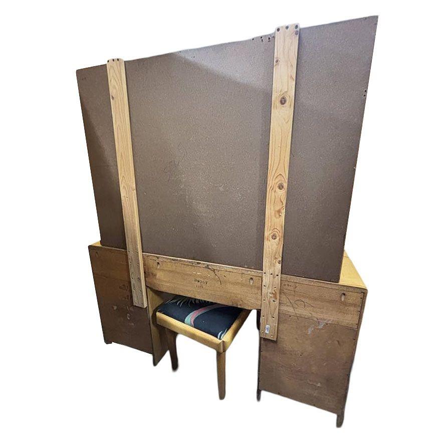 Mid-20th Century MCM Blond Maple Vanity/ Dressing Table w/ Bench by Russel Wright for Con For Sale