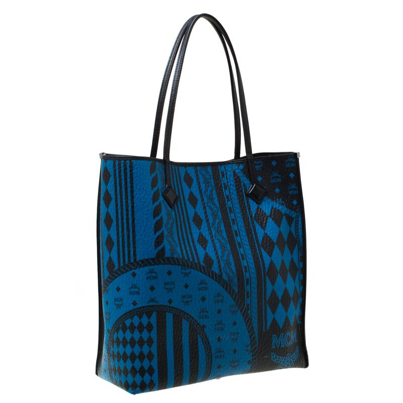 black and blue mcm bag