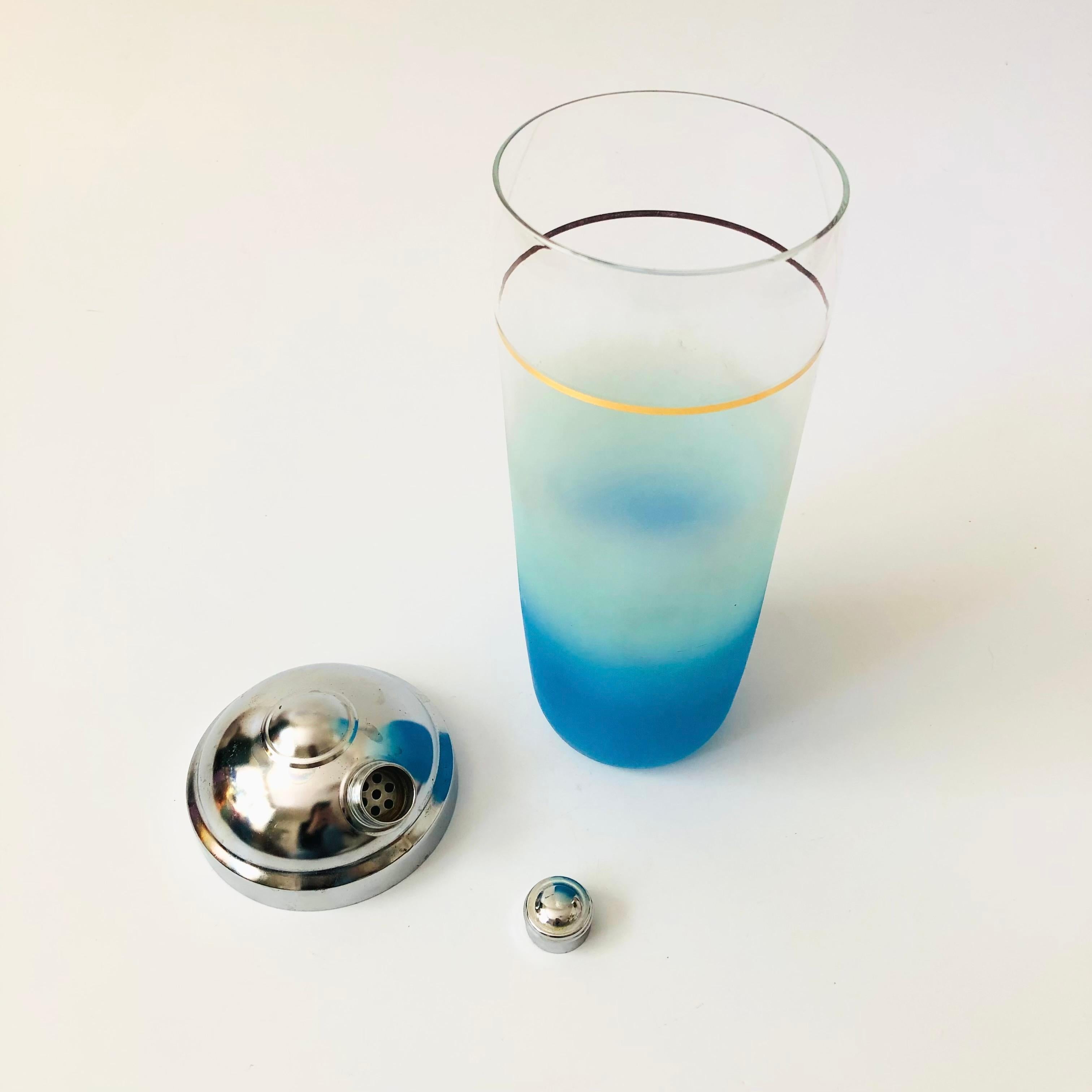 Metal MCM Blue Blendo Glass Cocktail Shaker
