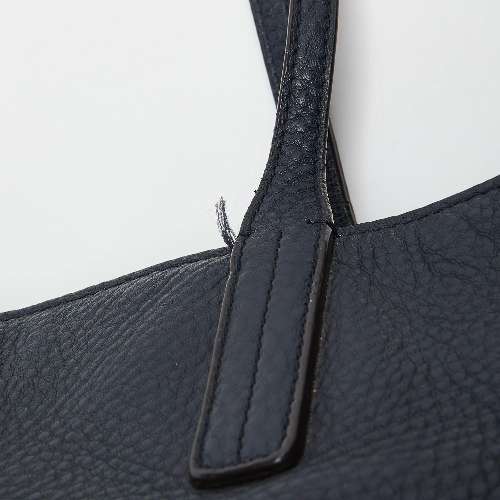 MCM Blue/Brown Leather Zip Shopper Tote For Sale 1
