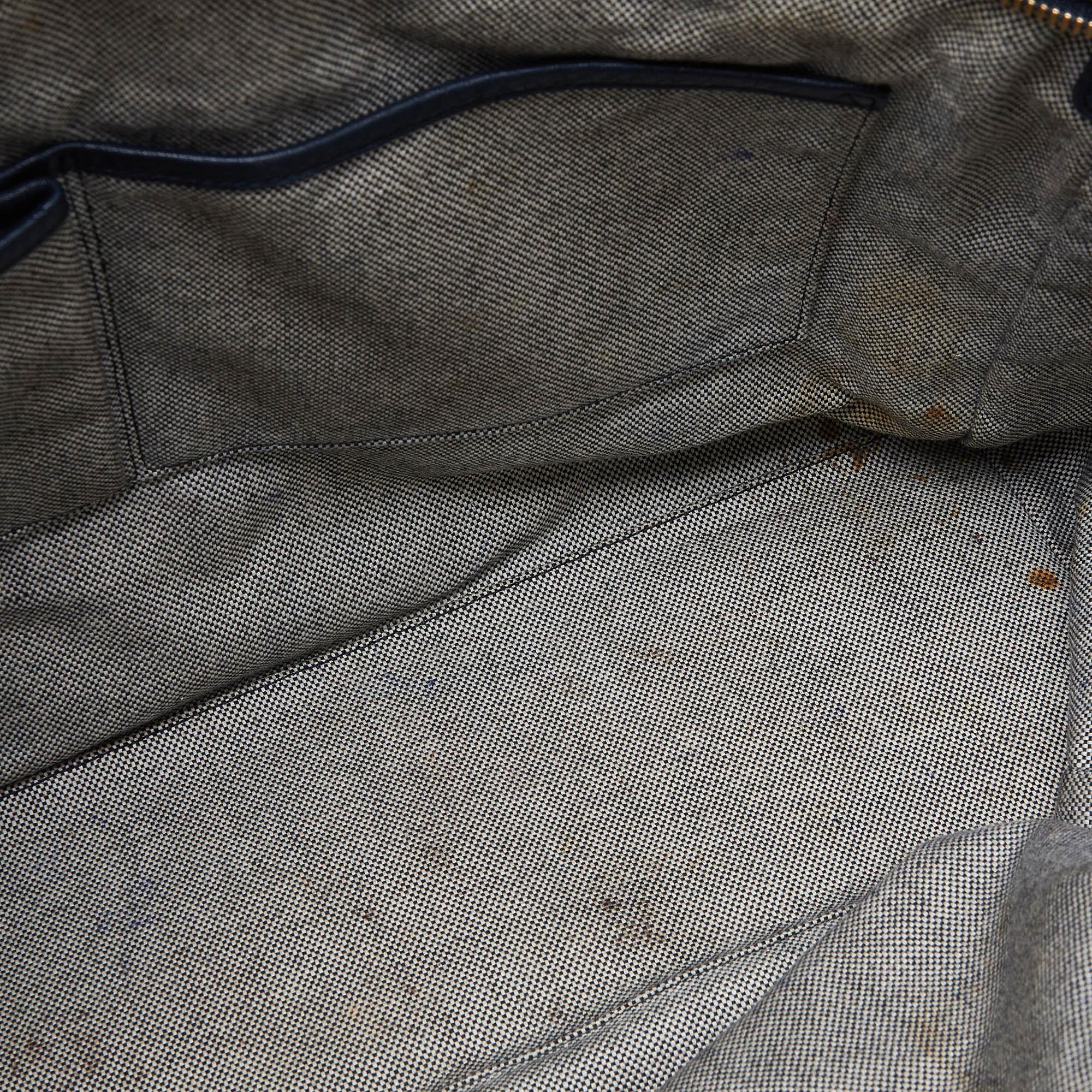 MCM Blue/Brown Leather Zip Shopper Tote For Sale 3