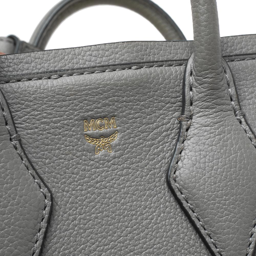 Gray MCM Blue/Grey Leather Mini Milla Tote