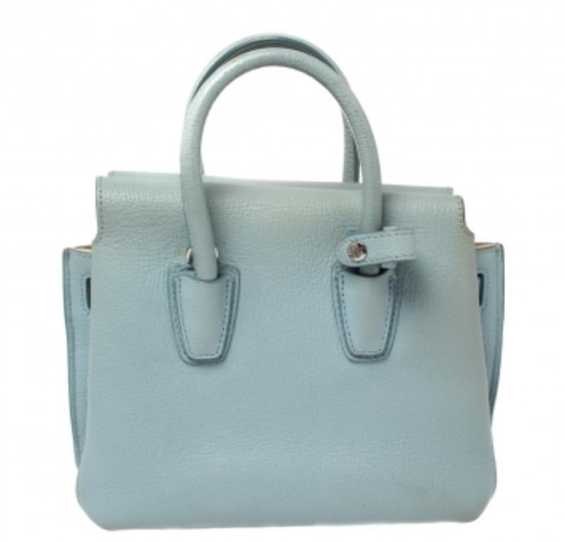 Gray MCM Blue Leather Mini Milla Tote For Sale