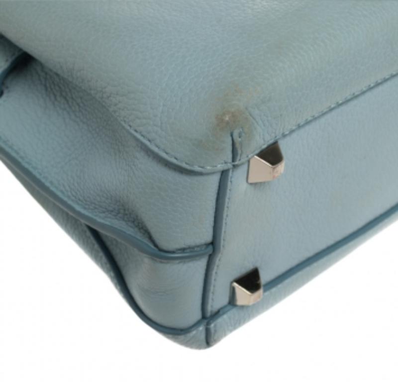 MCM Blue Leather Mini Milla Tote In Fair Condition For Sale In Dubai, Al Qouz 2