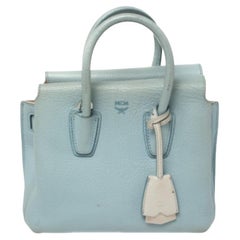 MCM Blue Leather Mini Milla Tote