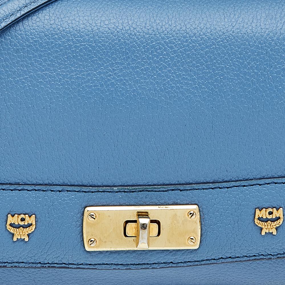 MCM Blue Leather Shoulder Bag 6