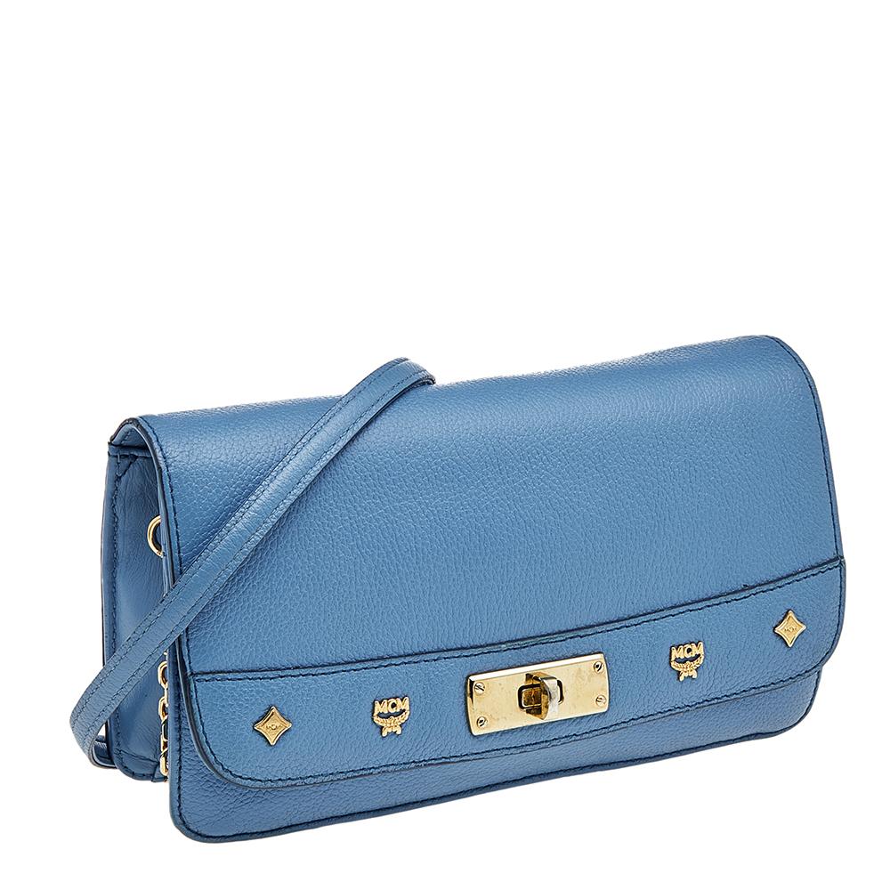 Women's MCM Blue Leather Shoulder Bag