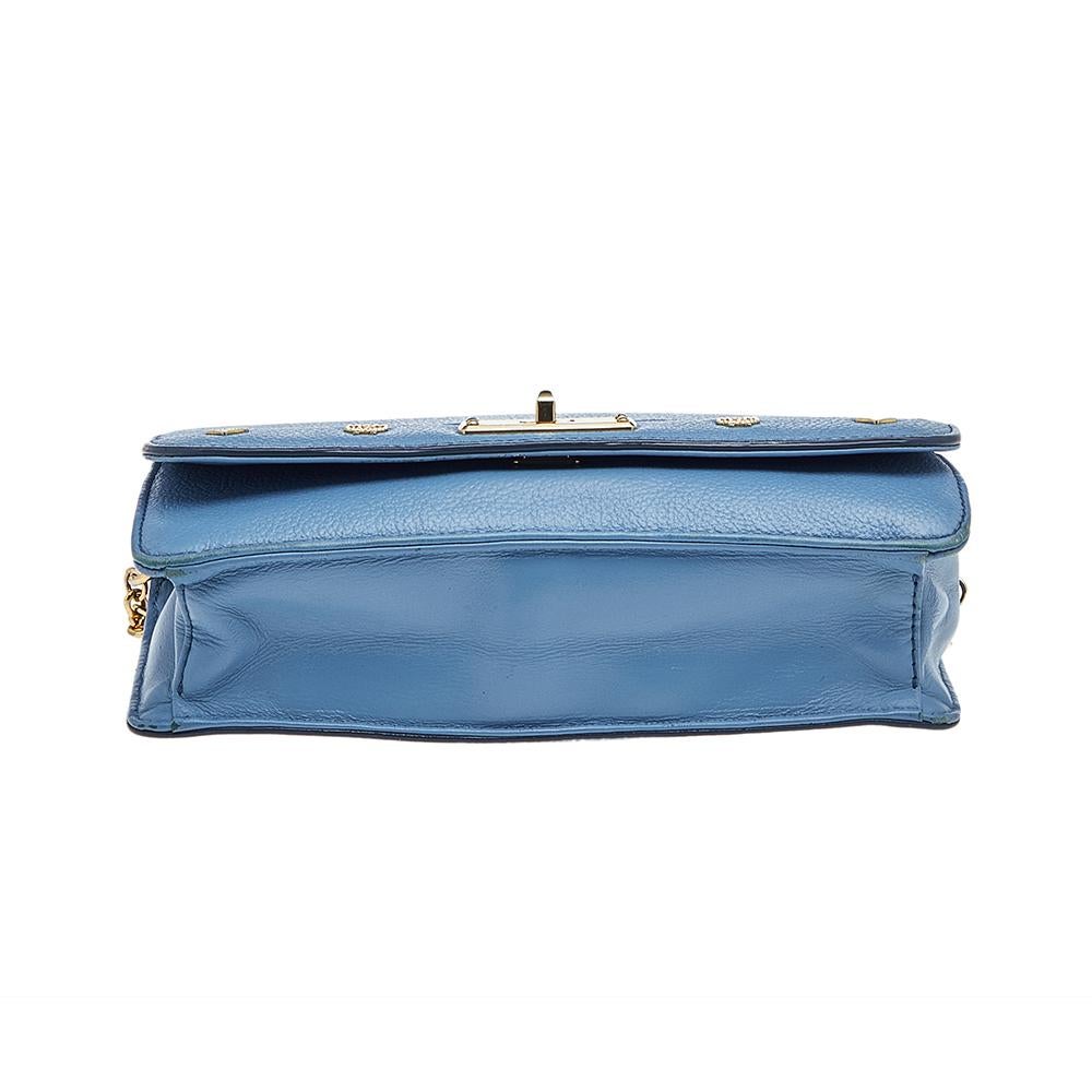 MCM Blue Leather Shoulder Bag 1