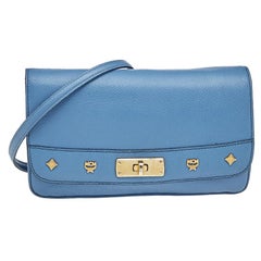 MCM Blue Leather Shoulder Bag