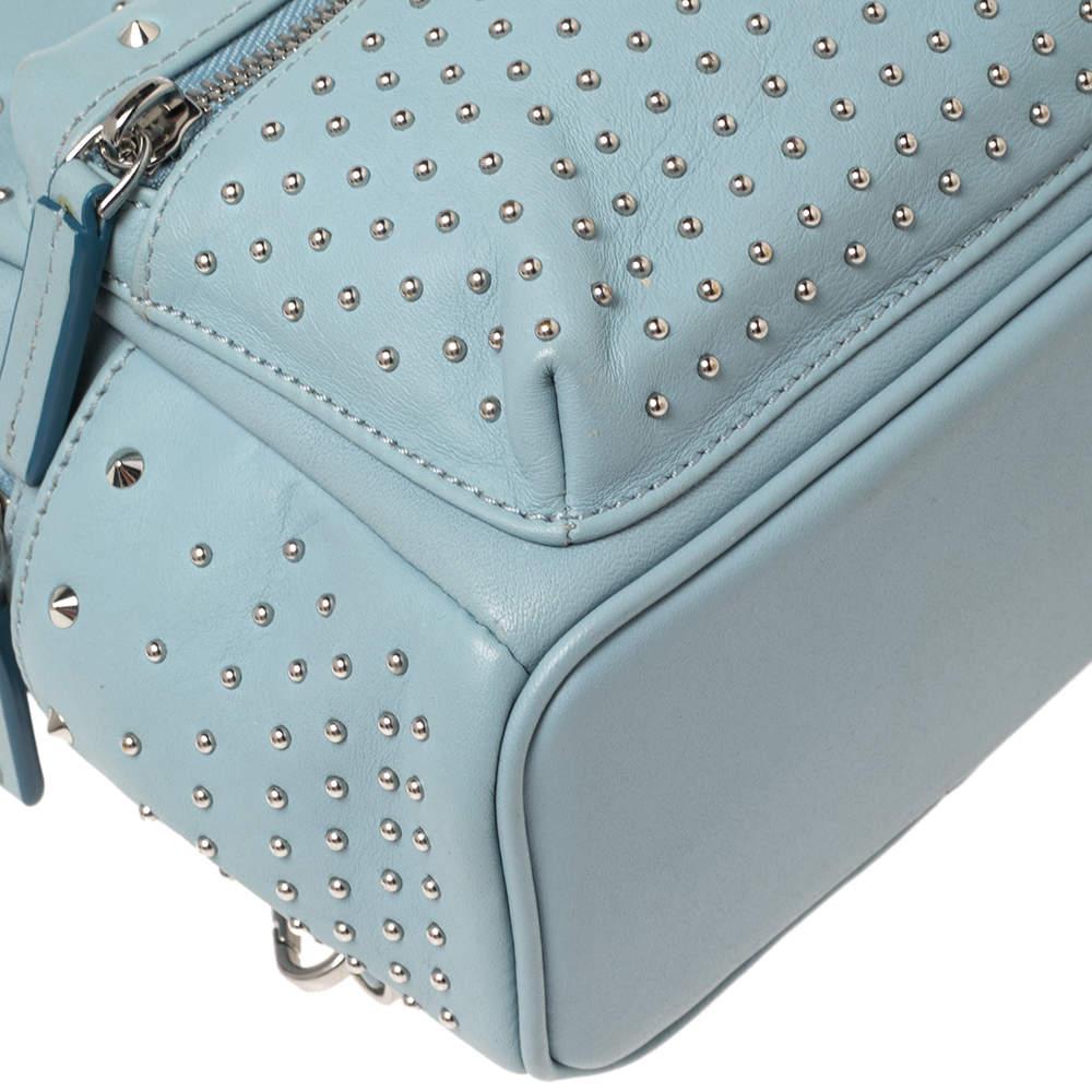 Women's MCM Blue Leather X Mini Studded Strak-Bebe Boo Backpack For Sale
