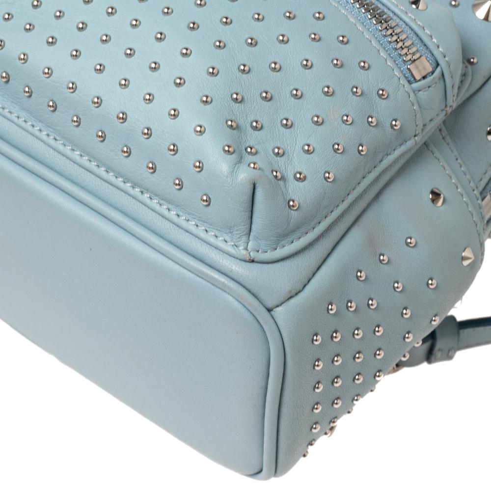 MCM Blue Leather X Mini Studded Strak-Bebe Boo Backpack For Sale 1