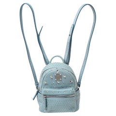MCM Blue Leather X Mini Studded Strak-Bebe Boo Backpack