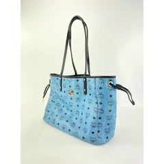 MCM Blue Monogram Visetos Liz Tote Bag 4MCM0