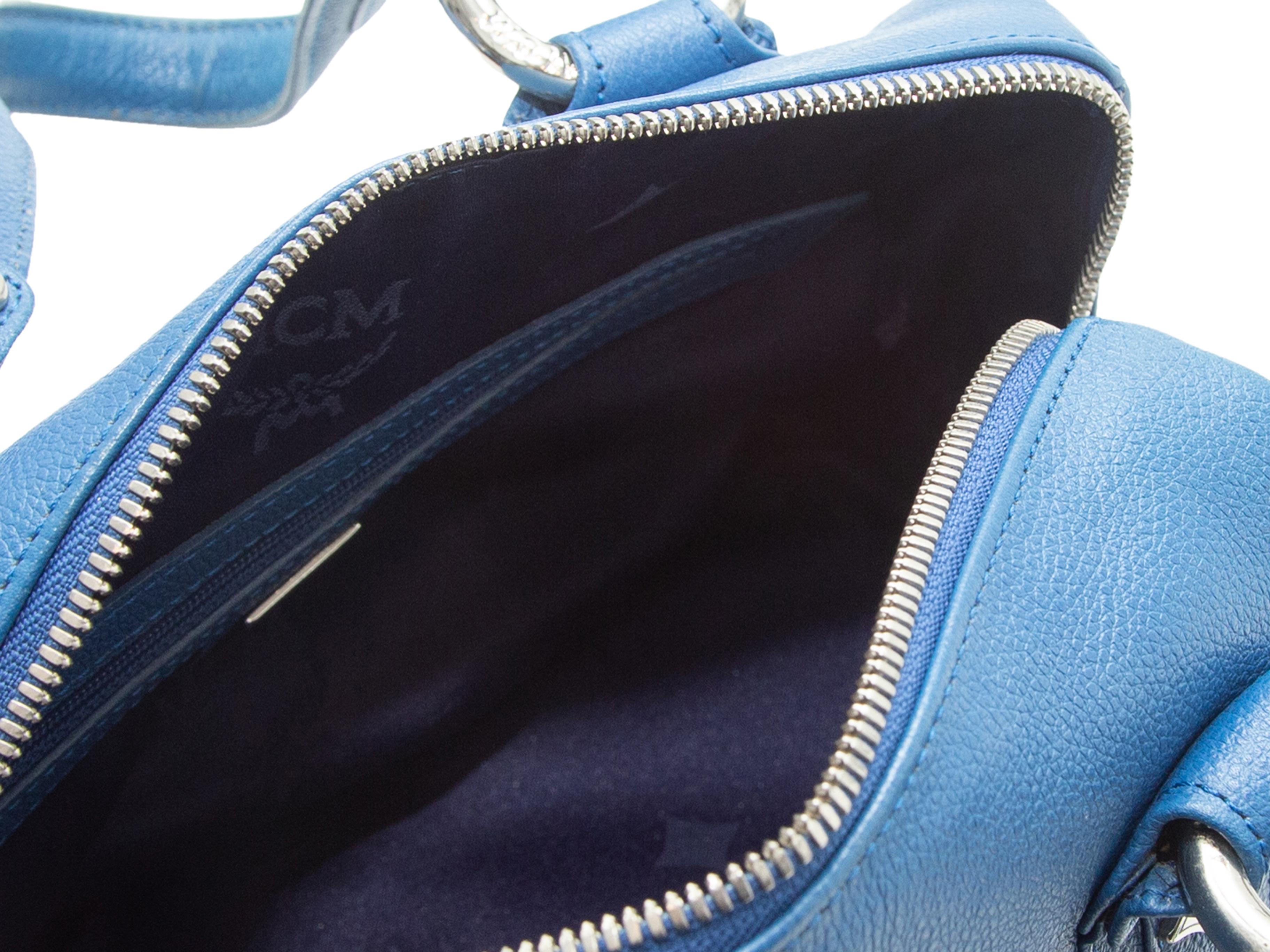 blue mcm handbag