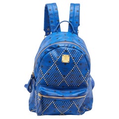 Mochila MCM Visetos Azul Piel Stark Grande Tachonada