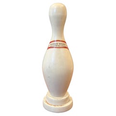 MCM Bowling Pin Wood Trophy "Hoboken Women's Industrial League"