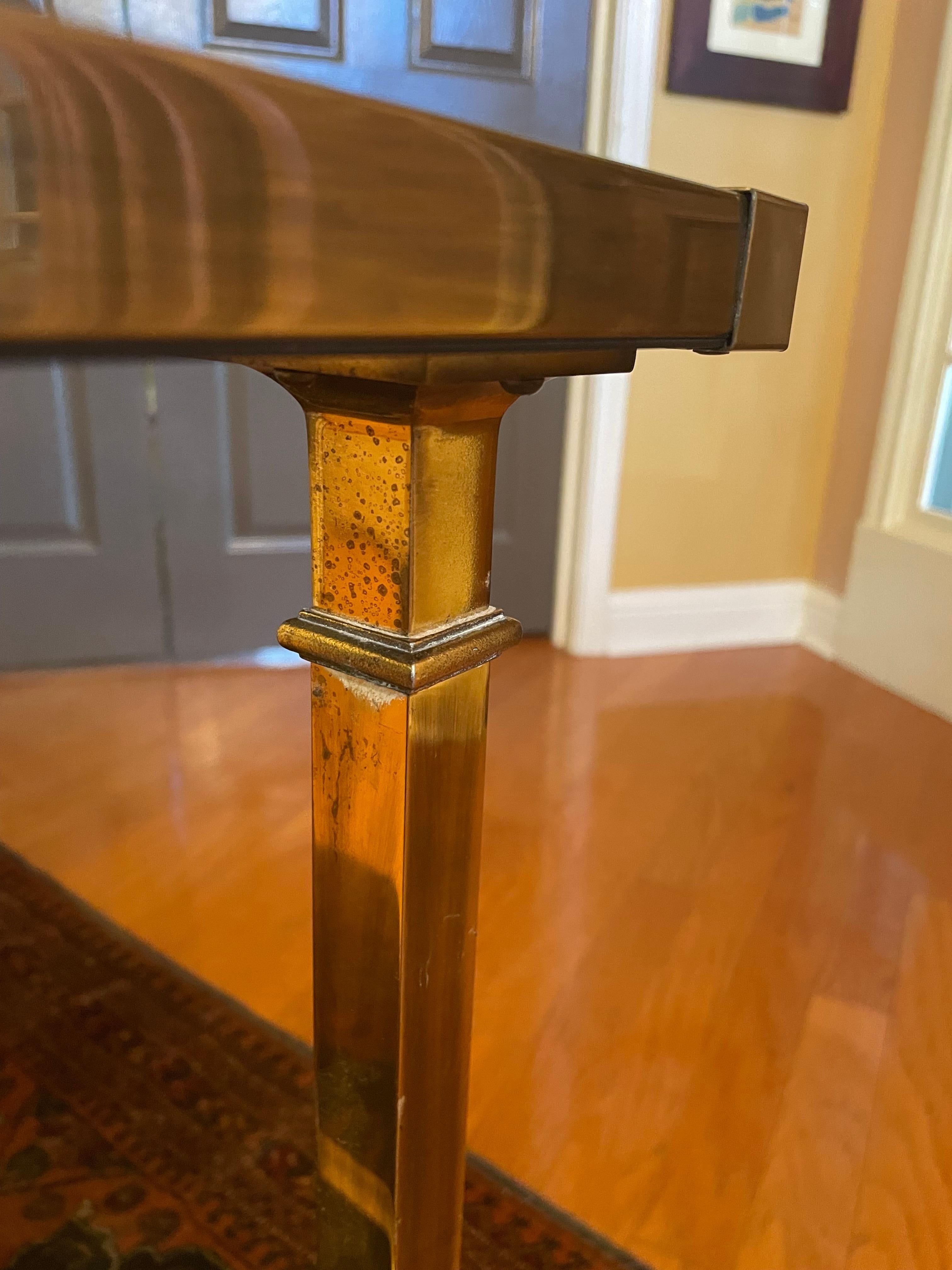 MCM Brass and Glass Console Table For Sale 5