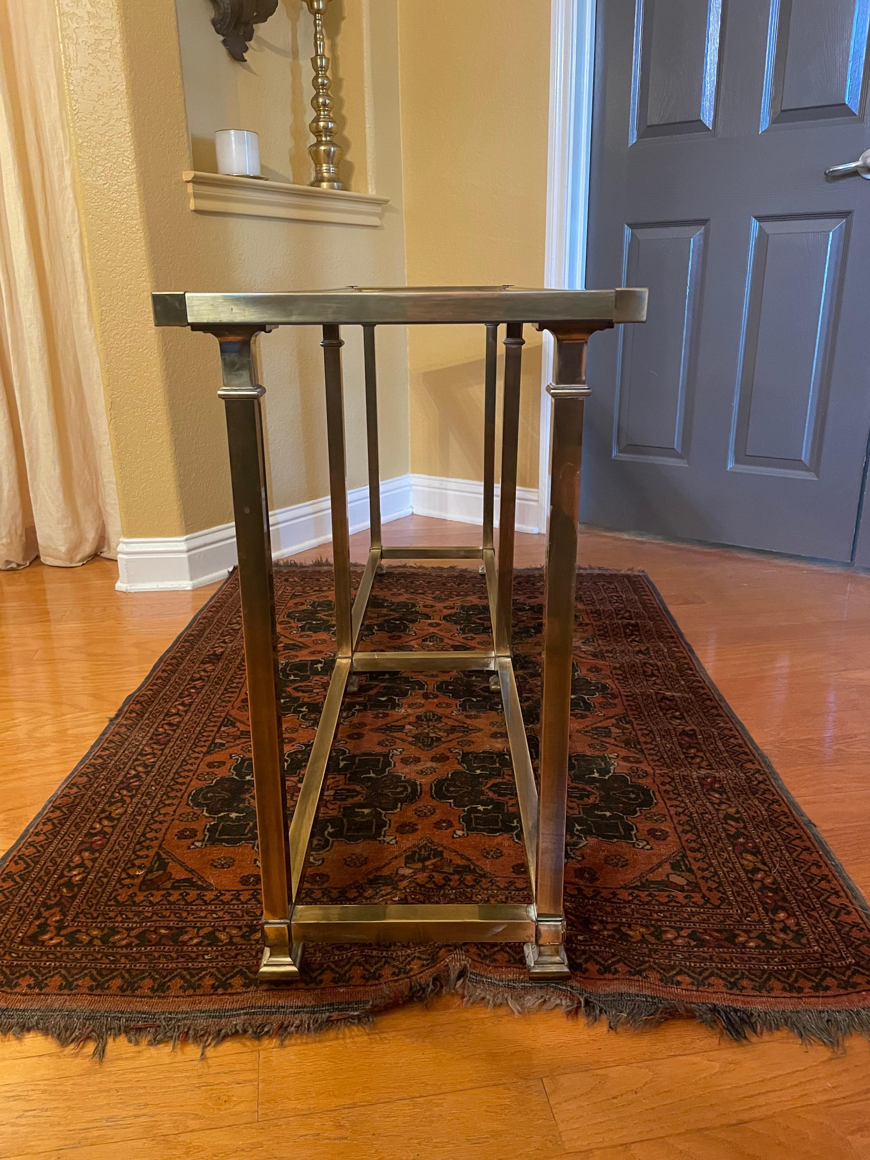 MCM Brass and Glass Console Table For Sale 2
